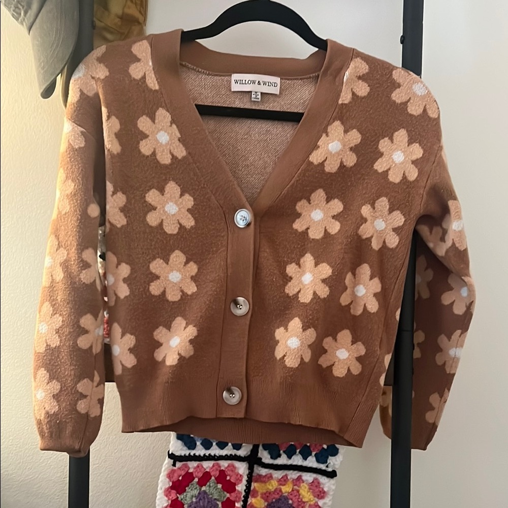 Brown Floral Cardigan